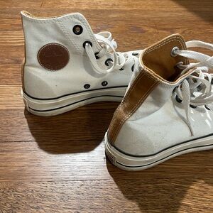 Converse Custom High-Top Platform Sneakers - Cream and Tan